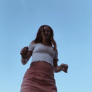 SOLD - Small white ROMWE crop top